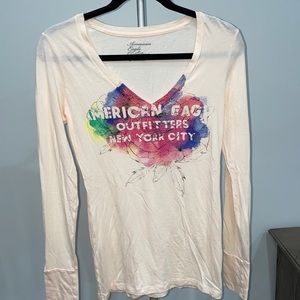 American Eagle V-Neck Long Sleeve T-Shirt - Size S